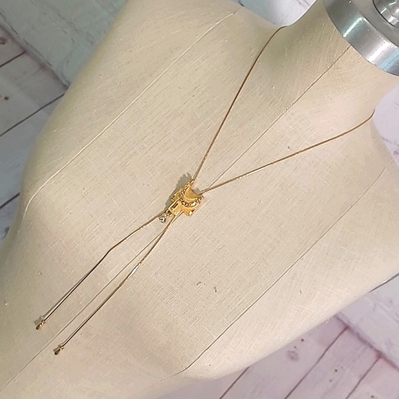 Vintage Unmarked Bolo Tie Gold Tone Horse Saddle Rhistones Cowgirl Necklace 16" - Picture 12 of 17